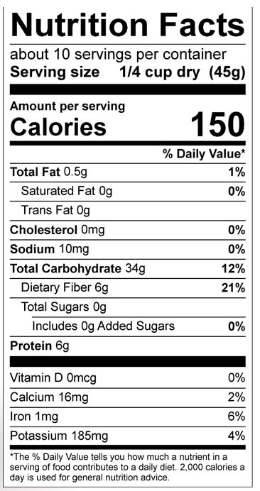 Zarrin Organic Bulgur #2 Nutrition Facts Zarrin Organic Bulgur #2 Nutrition Facts
