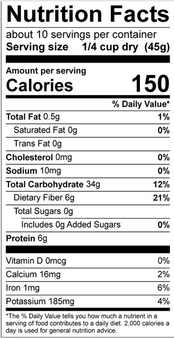 Zarrin Organic Bulgur #3 Nutrition Facts Zarrin Organic Bulgur #3 Nutrition Facts