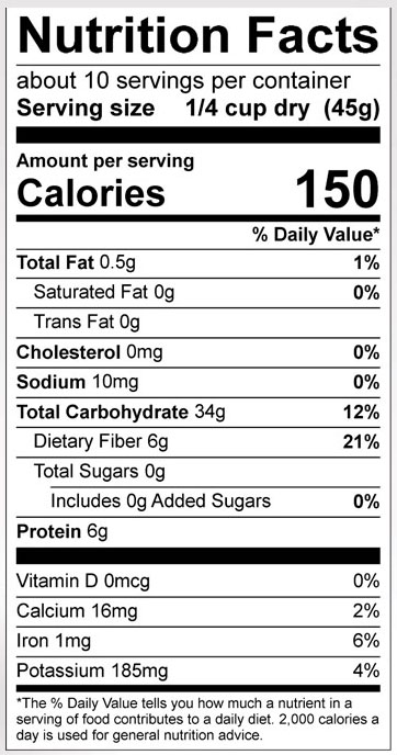 Zarrin Organic Bulgur #4 Nutrition Facts Zarrin Organic Bulgur #4 Nutrition Facts